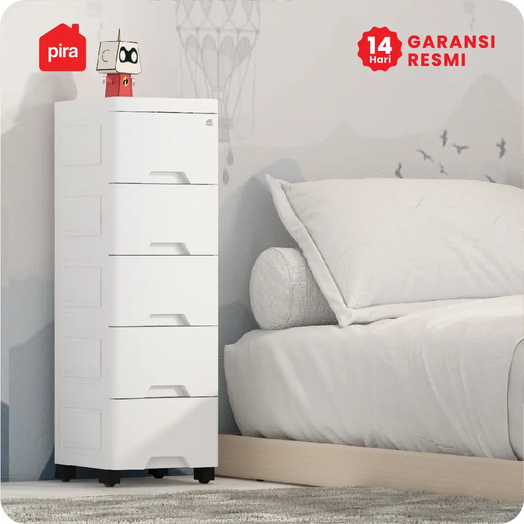 PIRA METROPOLIS - KAO S PCH5 LEMARI PLASTIK SUSUN / LEMARI LACI / RAK SUSUN PLASTIK / LEMARI PLASTIK / DRAWER PLASTIK / RAK SERBAGUNA warna WHITE - PIRA METROPOLIS - foto 1