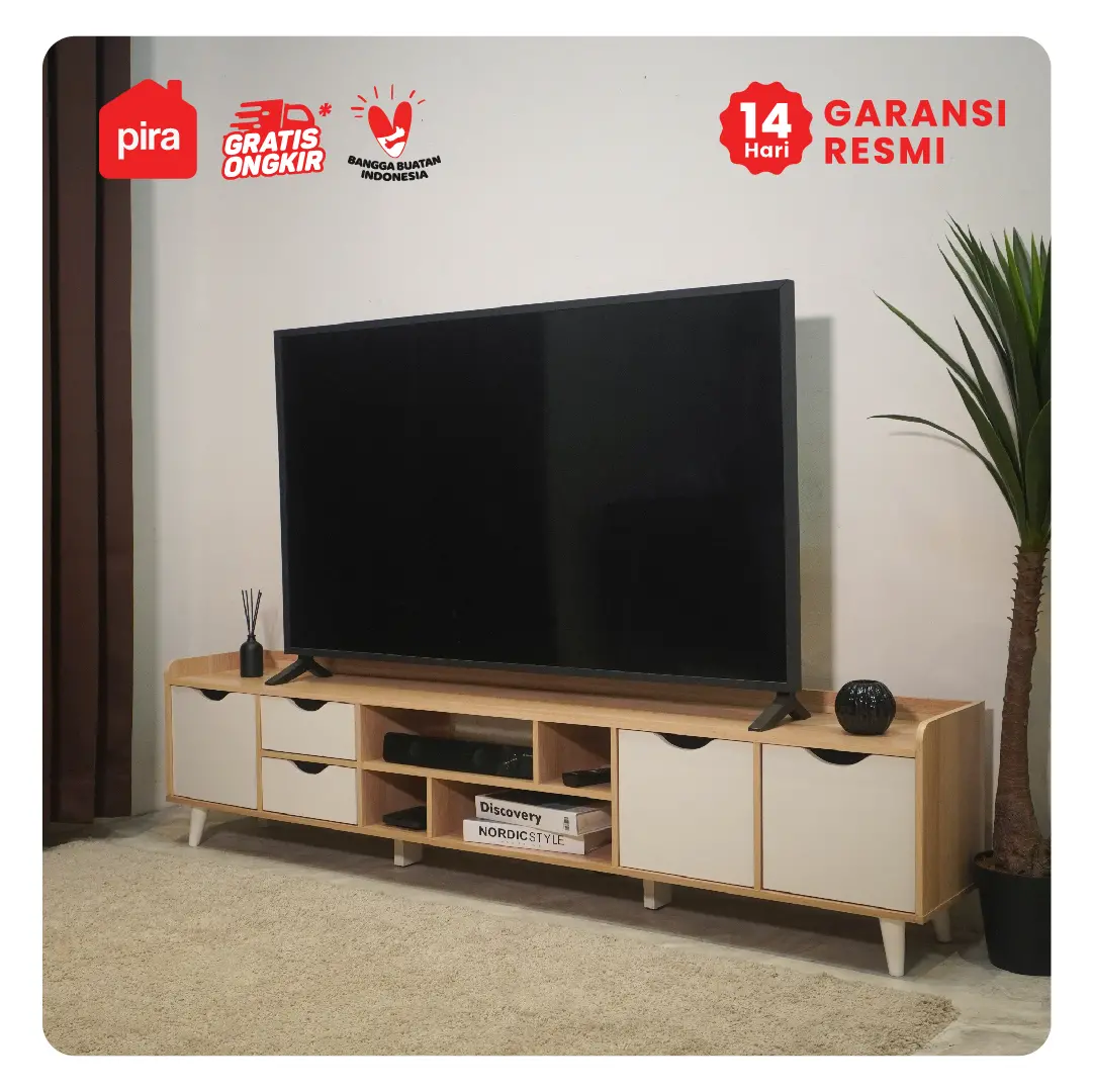 PIRA METROPOLIS OX - FUJI TV180 MEJA TV / RAK TV / LEMARI TV warna PRO OAK - WHITE - PIRA METROPOLIS OX - foto 3