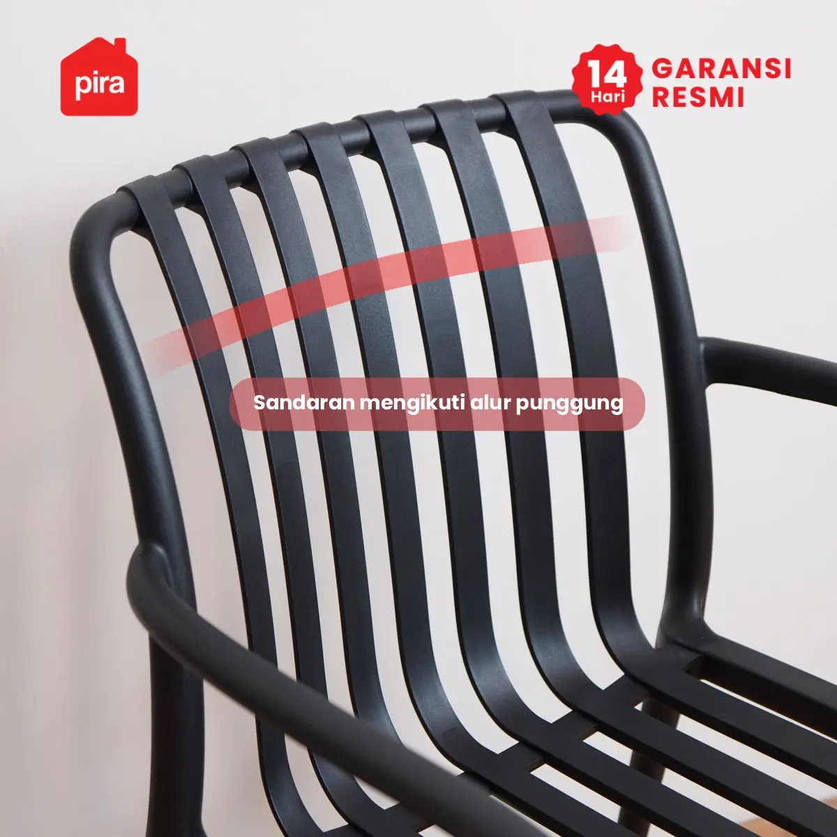 PIRA -  CHAI DC KURSI PLASTIK / KURSI MAKAN / KURSI BELAJAR / KURSI SANTAI / KURSI TERAS / KURSI CAFE warna BLACK - PIRA - foto 4