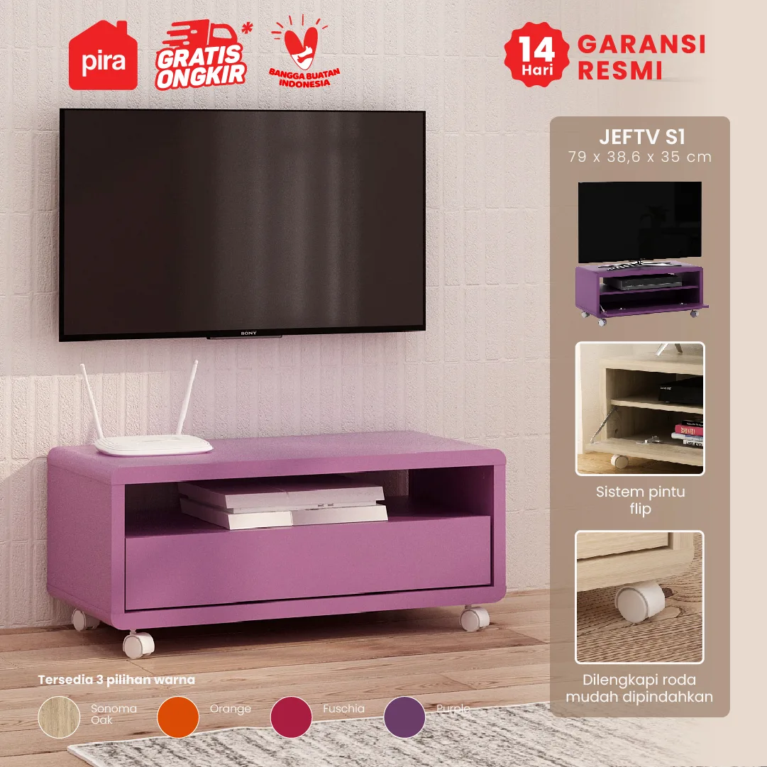 PIRA OX - JEFTV S1 MEJA TV/RAK TV warna PURPLE - PIRA OX - foto 1