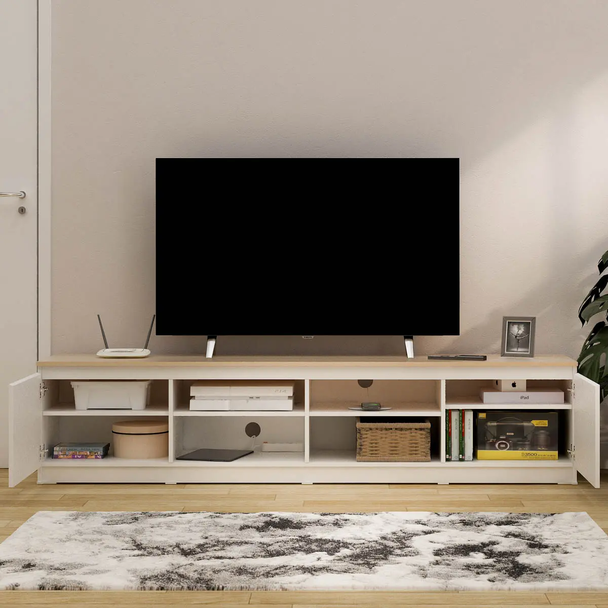 PIRA -  LINUS TV200 MEJA TV / RAK TV warna WHITE SM - PRO OAK - PIRA - foto 3