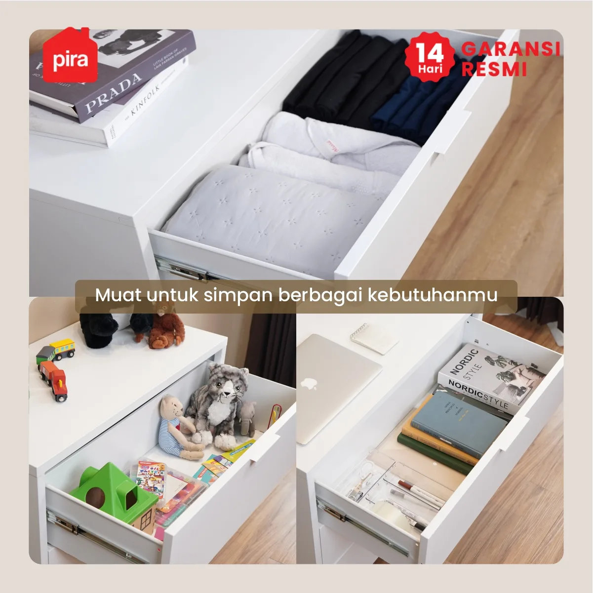 PIRA - ALEX MCH3 LEMARI LACI / LACI BESI / DRAWER BESI warna WHITE - PIRA - foto 8