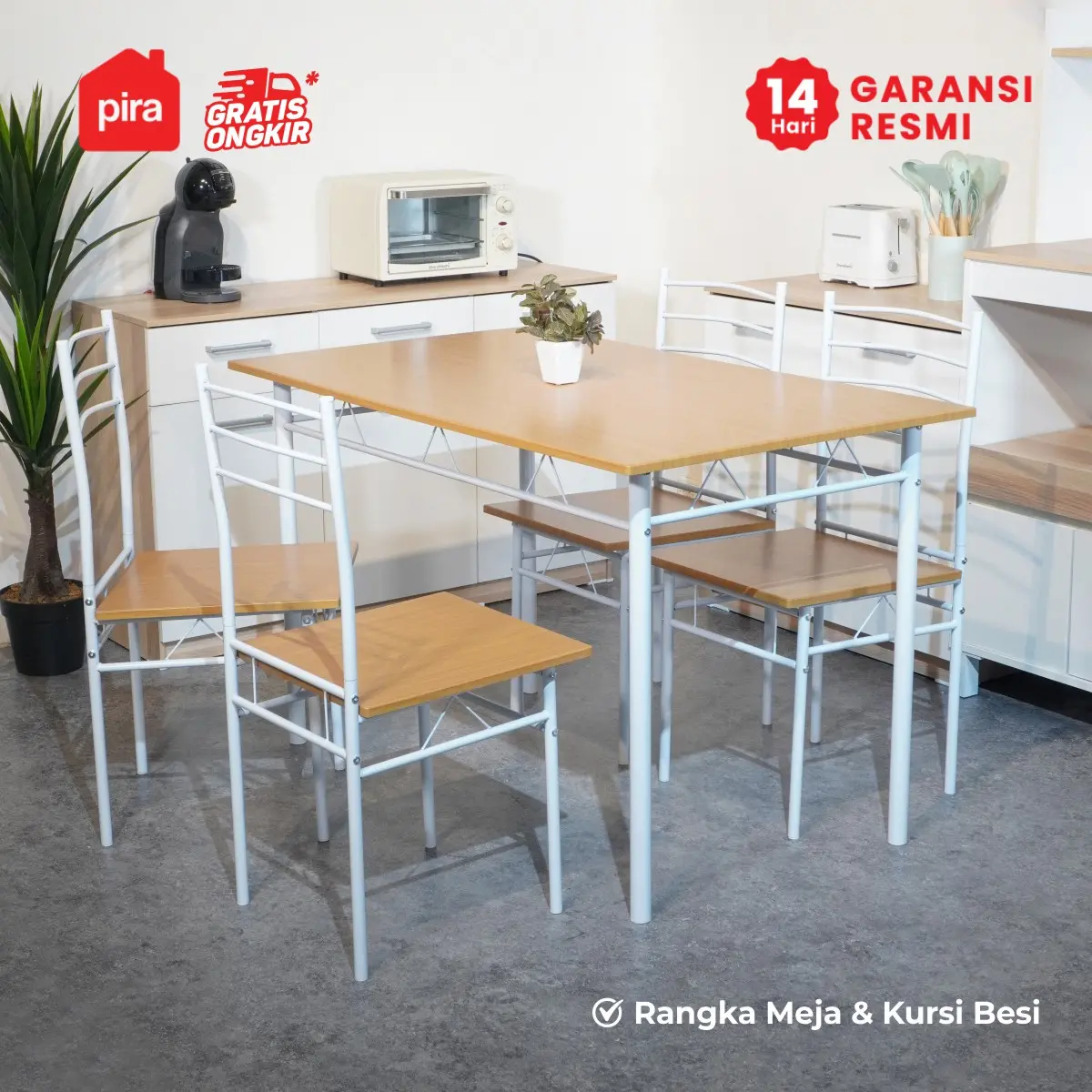 PIRA METROPOLIS - STELLA DTS MEJA MAKAN SET DENGAN 4 KURSI warna LIGHT WALNUT - WHITE - PIRA METROPOLIS - foto 1