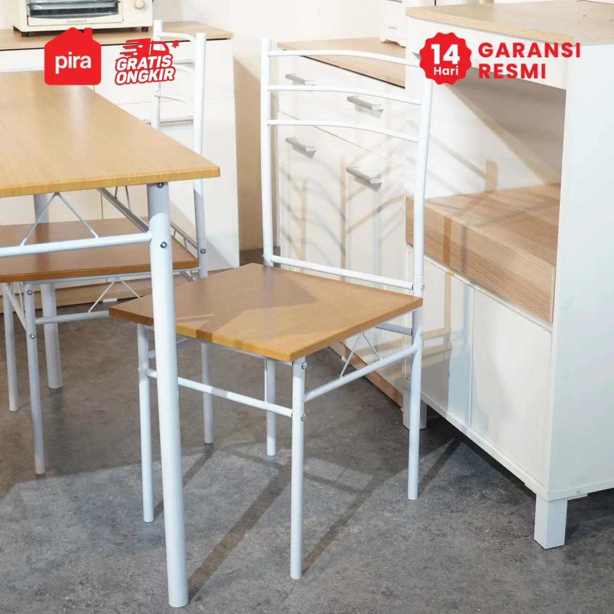PIRA METROPOLIS - STELLA DTS MEJA MAKAN SET DENGAN 4 KURSI warna LIGHT WALNUT - WHITE - PIRA METROPOLIS - foto 5