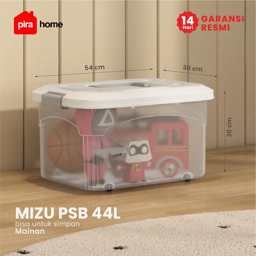 PIRA HOME -  MIZU PSB 44L CONTAINER BOX / BOX PLASTIK / KOTAK PENYIMPANAN warna CLEAR WHITE - PIRA HOME - foto 1