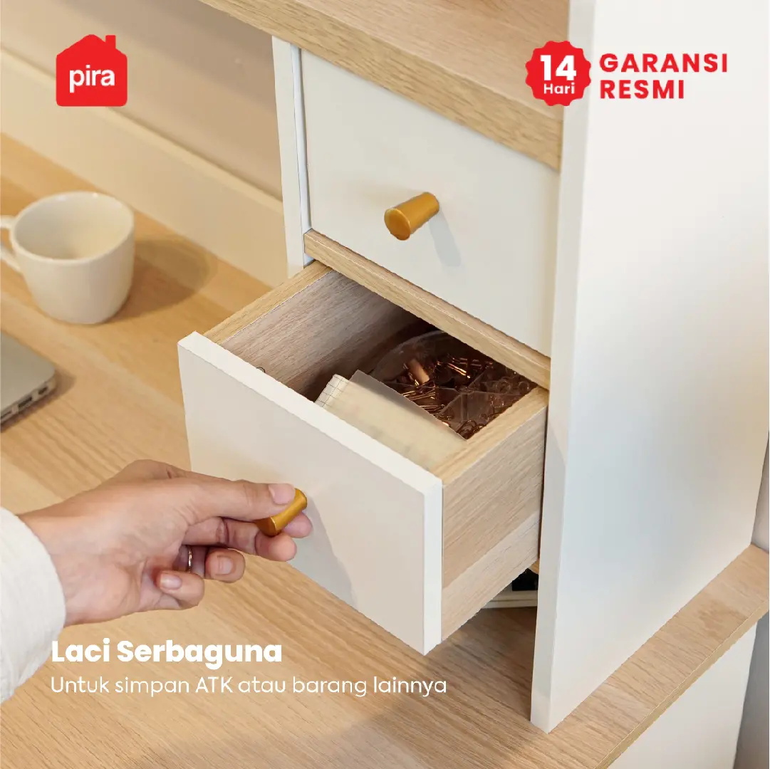 PIRA METROPOLIS -  GAKU DK120 MEJA BELAJAR / MEJA KERJA / MEJA KOMPUTER / MEJA KANTOR warna WHITE - PRO OAK - PIRA METROPOLIS - foto 6