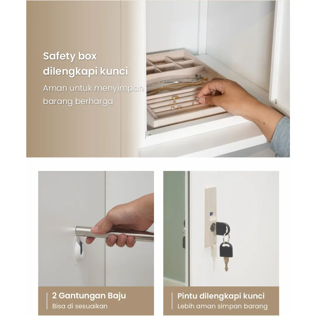 PIRA - SCHON 5P FGD MWD LEMARI PAKAIAN BESI 5 PINTU DENGAN LACI DAN LED warna WHITE - PIRA - foto 6