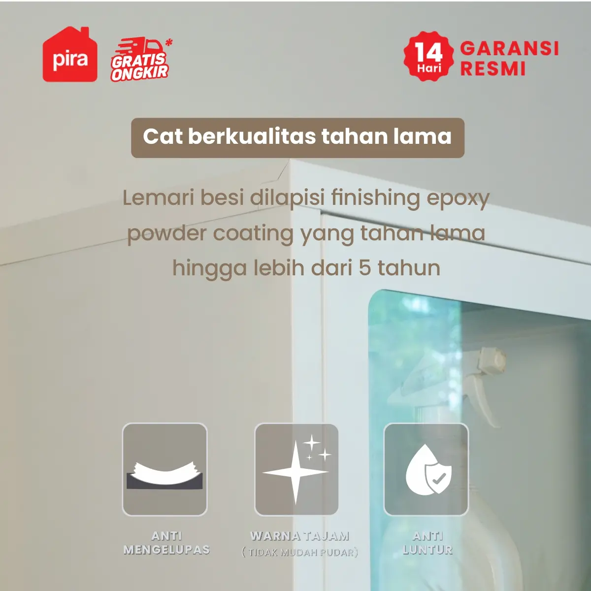 PIRA - KLENA MBTC FG LEMARI BESI / RAK KAMAR MANDI / LEMARI KAMAR MANDI / RAK DISPLAY / RAK BUKU warna WHITE - PIRA - foto 6