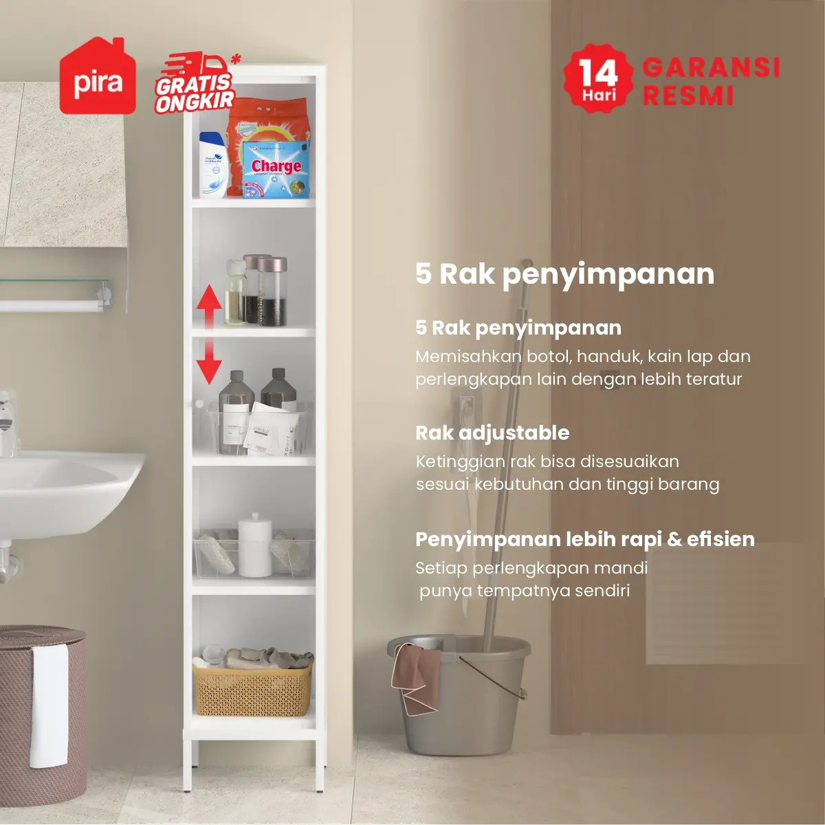 PIRA - KLENA MBTC FG LEMARI BESI / RAK KAMAR MANDI / LEMARI KAMAR MANDI / RAK DISPLAY / RAK BUKU warna WHITE - PIRA - foto 4