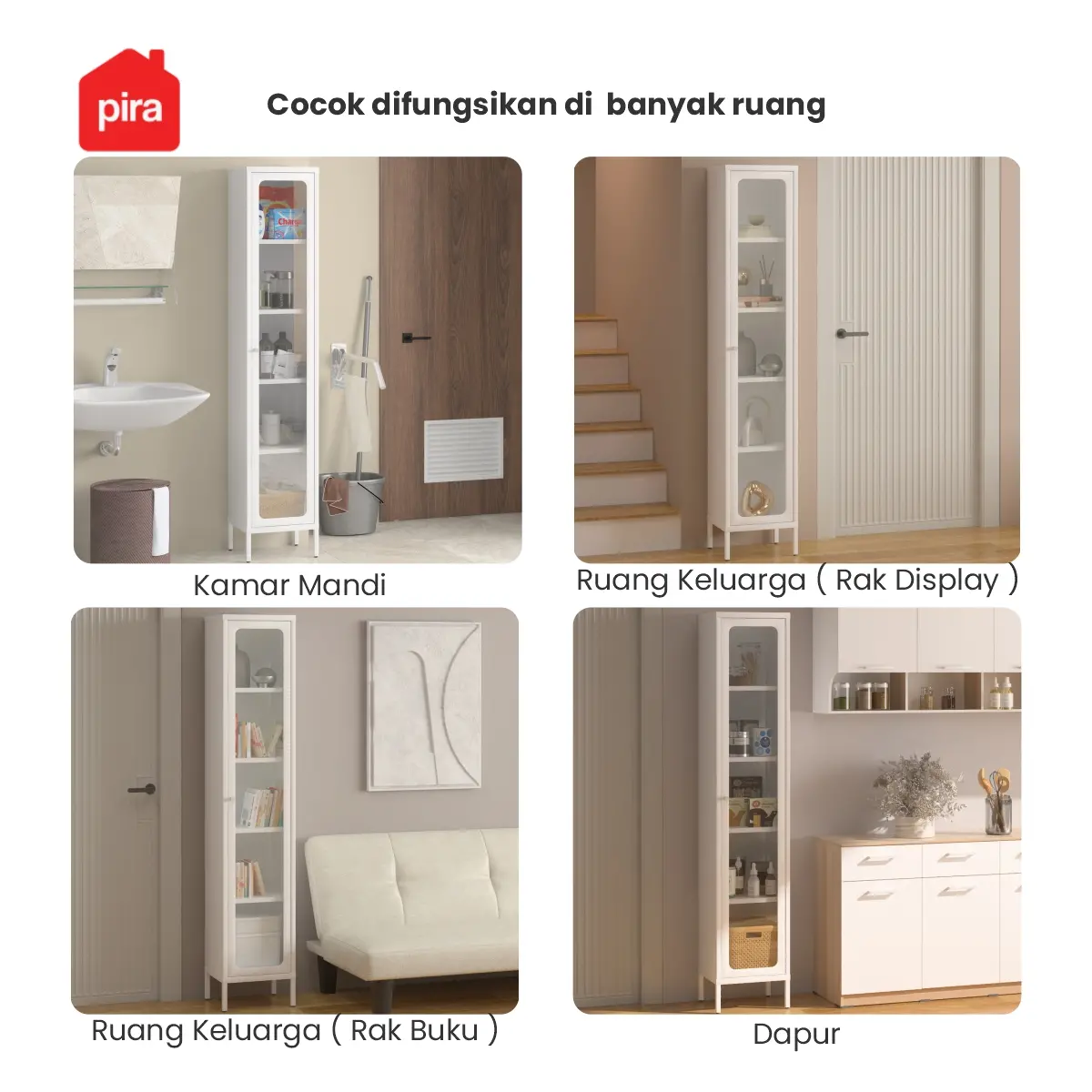 PIRA - KLENA MBTC FG LEMARI BESI / RAK KAMAR MANDI / LEMARI KAMAR MANDI / RAK DISPLAY / RAK BUKU warna WHITE - PIRA - foto 5