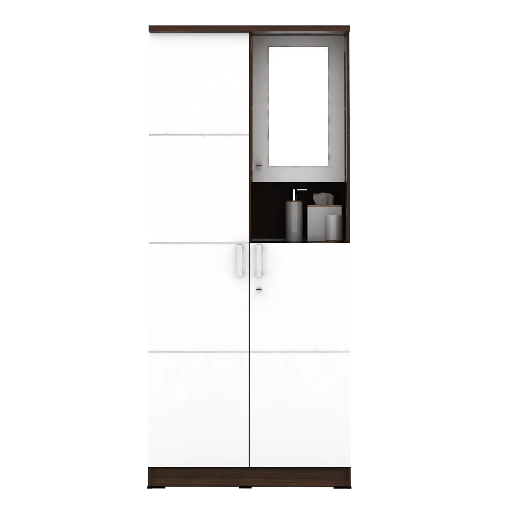 PIRA METROPOLIS - ALBA BAZ WDD2 LEMARI PAKAIAN 2 PINTU DENGAN KACA RIAS warna AMERICAN WALNUT - WHITE - METROPOLIS - foto 3