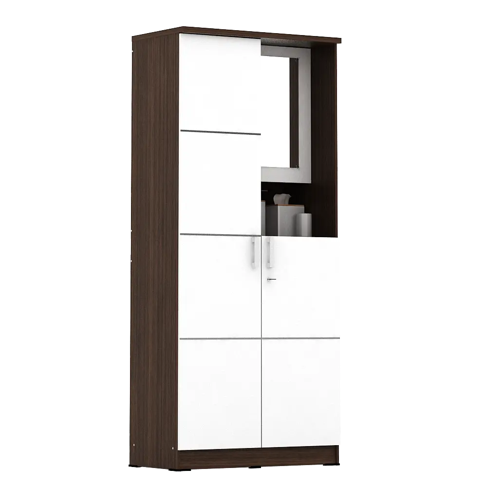 PIRA METROPOLIS - ALBA BAZ WDD2 LEMARI PAKAIAN 2 PINTU DENGAN KACA RIAS warna AMERICAN WALNUT - WHITE - METROPOLIS - foto 4