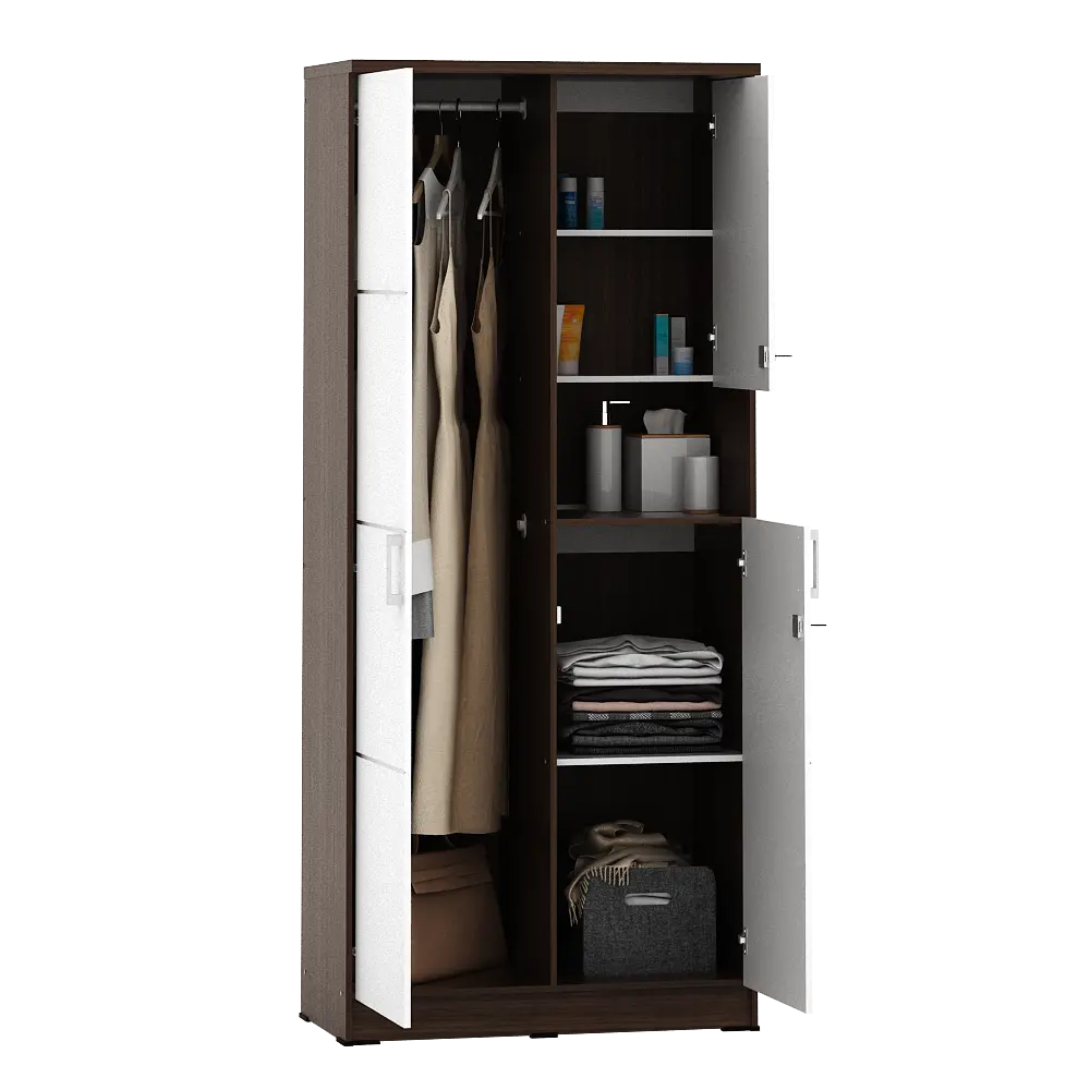 PIRA METROPOLIS - ALBA BAZ WDD2 LEMARI PAKAIAN 2 PINTU DENGAN KACA RIAS warna AMERICAN WALNUT - WHITE - METROPOLIS - foto 6