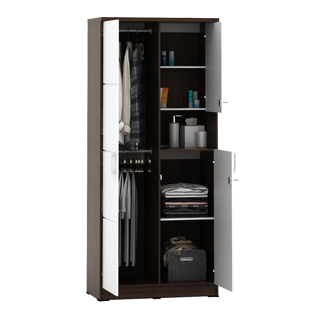 PIRA METROPOLIS - ALBA BAZ WDD2 LEMARI PAKAIAN 2 PINTU DENGAN KACA RIAS warna AMERICAN WALNUT - WHITE - METROPOLIS - foto 7