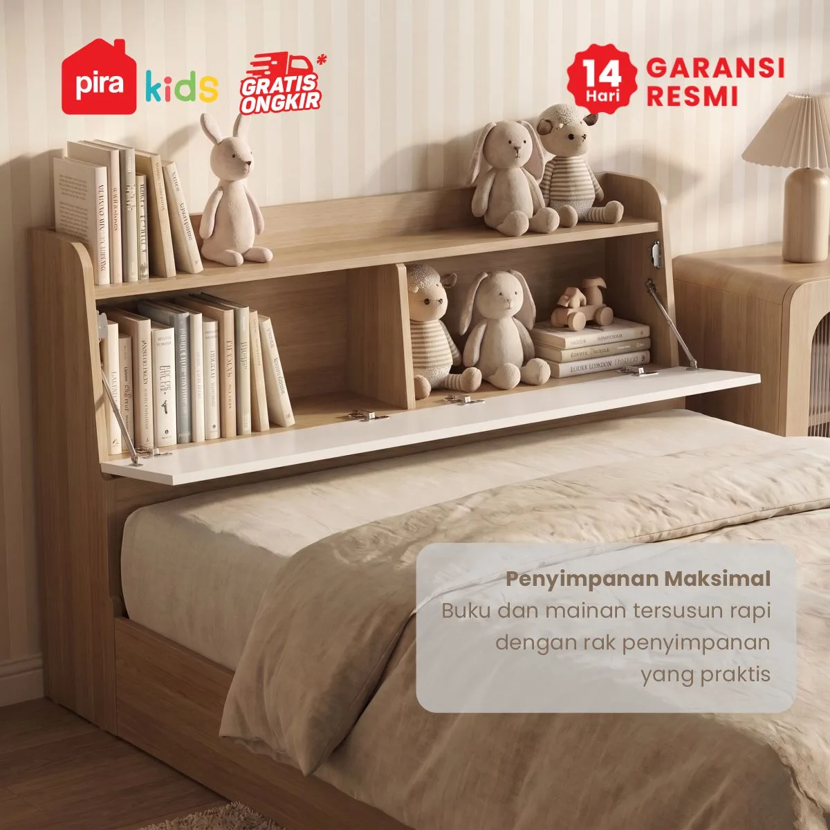PIRA KIDS - KUMMO HB100 HEADBOARD KASUR / SANDARAN KASUR / DIPAN / DIPAN TEMPAT TIDUR warna PRO OAK - WHITE - PIRA KIDS - foto 3
