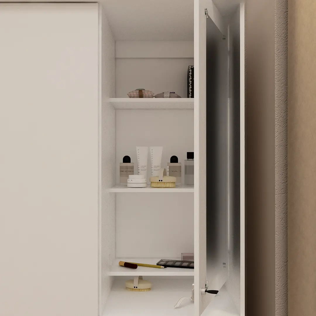 PIRA METROPOLIS - YONA WDD 3 LEMARI PAKAIAN 3 PINTU DENGAN KACA RIAS warna WHITE - YELLOW OAK - PIRA METROPOLIS - foto 6