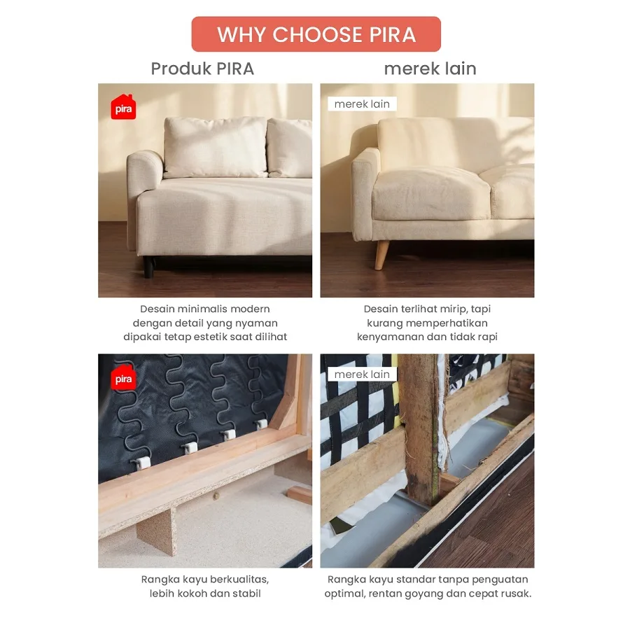 PIRA - AMARTA 2S SOFA 2 SEATER warna SPACE BLUE KG - PIRA - foto 3