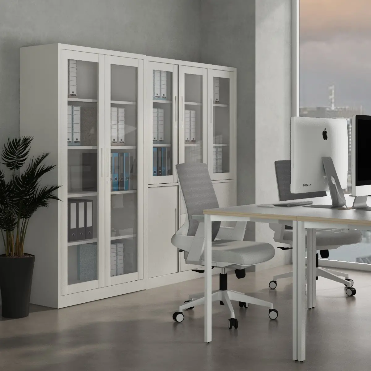 WORKDESIGN BURO AVA MBC 2 FG RAK BUKU BESI / LEMARI ARSIP KANTOR warna WHITE - WORKDESIGN - foto 3