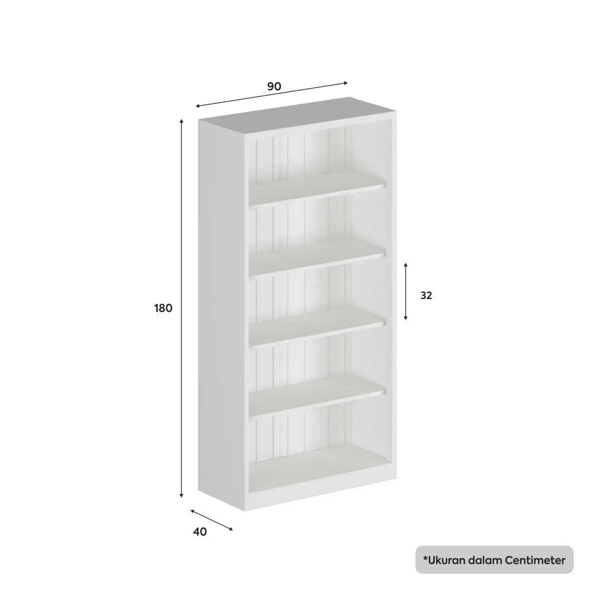 Panduan ukuran WORKDESIGN BURO AVA MBC 2 FG RAK BUKU BESI / LEMARI ARSIP KANTOR warna WHITE - WORKDESIGN