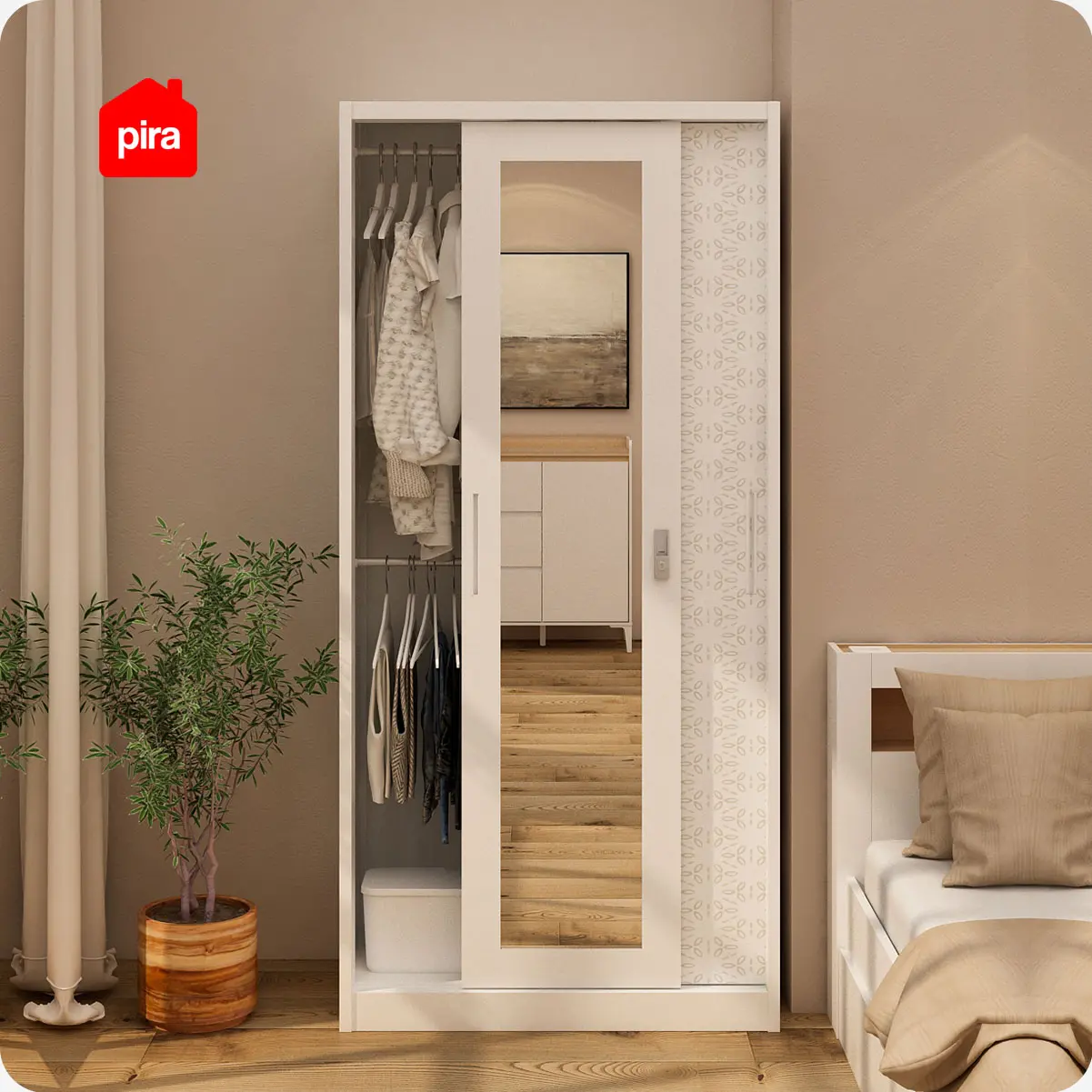 PIRA METROPOLIS -  VILO 90 A MWDSL LEMARI PAKAIAN BESI SLIDING / PINTU GESER warna WHITE - METROPOLIS - foto 3