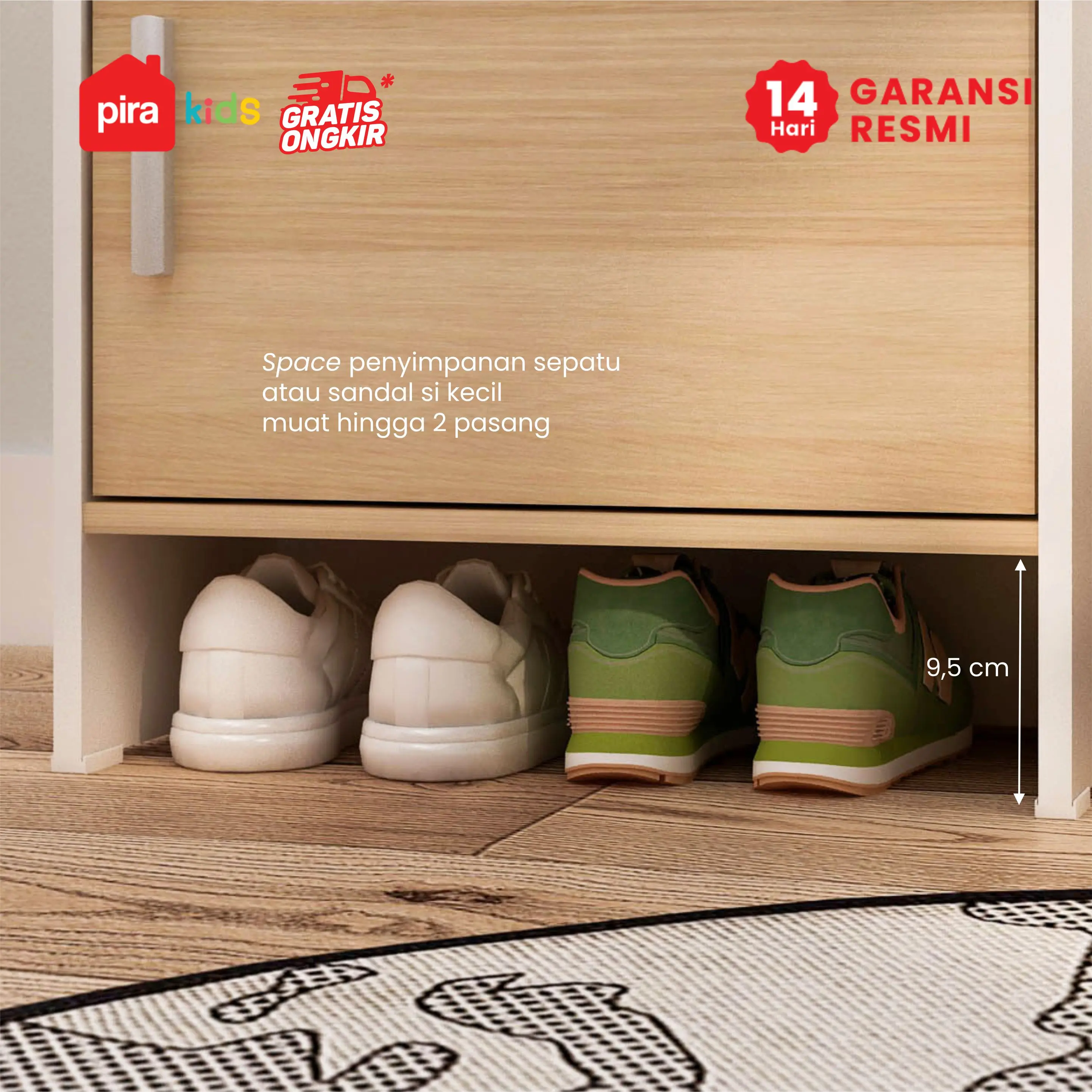 PIRA KIDS - WOODY RSG40 RAK SERBAGUNA / TEMPAT PENYIMPANAN MAINAN ANAK warna WHITE SM - PRO OAK - PIRA KIDS - foto 4