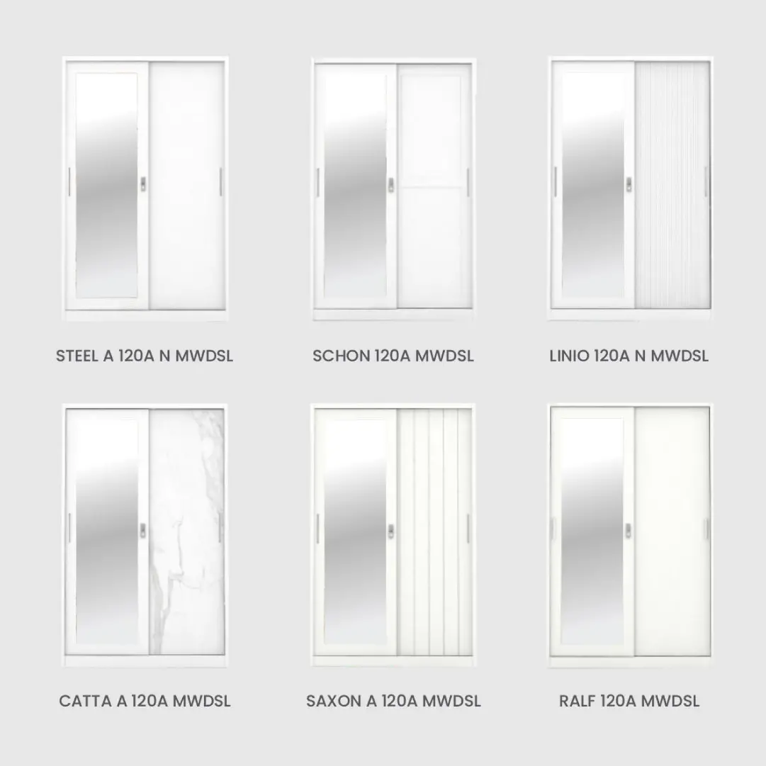 PIRA - STEEL A 120A N MWDSL LEMARI PAKAIAN BESI SLIDING / PINTU GESER warna WHITE - PIRA - foto 8
