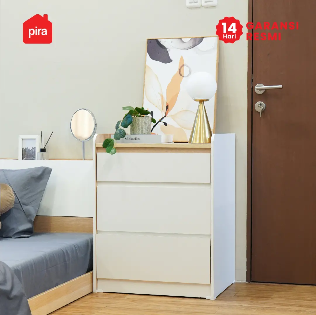 PIRA METROPOLIS - NILS CH3 LEMARI LACI 3 SUSUN / DRAWER / LEMARI SUSUN warna WHITE - PRO OAK - PIRA METROPOLIS - foto 7