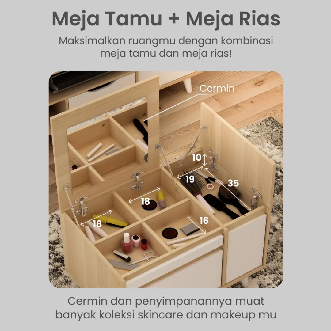 PIRA METROPOLIS OX - FUJI CTDS60 MEJA RIAS / MEJA SAMPING / MEJA MULTIFUNGSI / MEJA TAMU warna PRO OAK - WHITE - PIRA METROPOLIS OX - foto 2