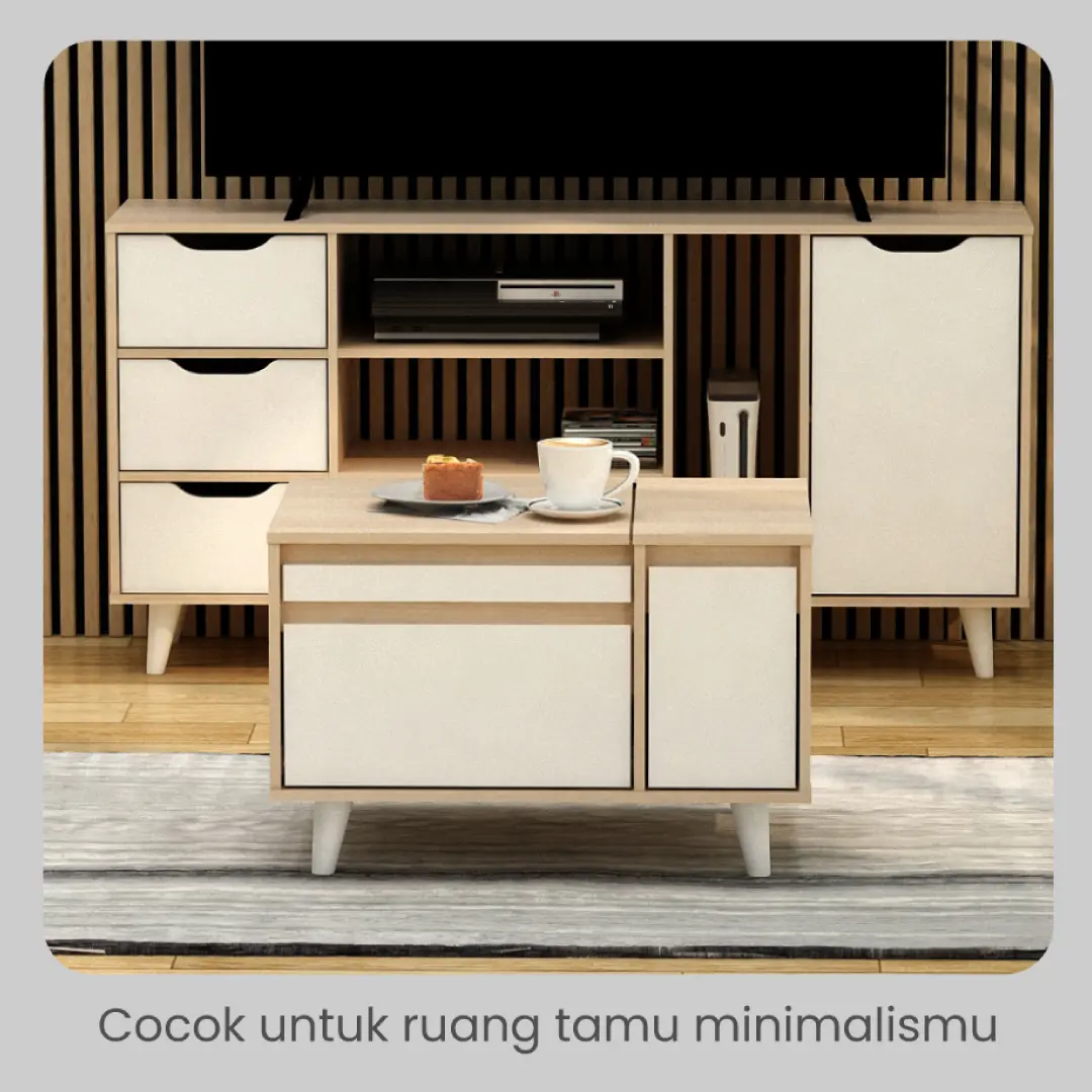 PIRA METROPOLIS OX - FUJI CTDS60 MEJA RIAS / MEJA SAMPING / MEJA MULTIFUNGSI / MEJA TAMU warna PRO OAK - WHITE - PIRA METROPOLIS OX - foto 6