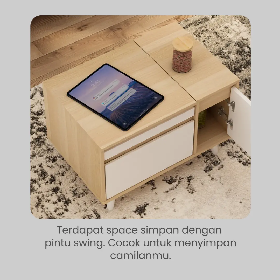 PIRA METROPOLIS OX - FUJI CTDS60 MEJA RIAS / MEJA SAMPING / MEJA MULTIFUNGSI / MEJA TAMU warna PRO OAK - WHITE - PIRA METROPOLIS OX - foto 7