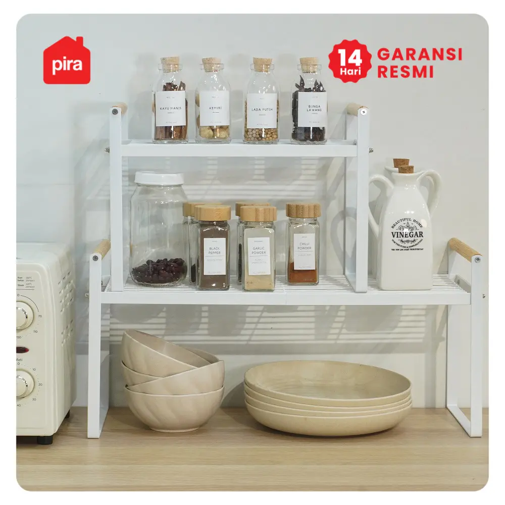 PIRA HOME - KAWA XL RB RAK PENYIMPANAN SERBAGUNA / RAK DAPUR / RAK BUMBU / RAK SUSUN BESI warna WHITE - PIRA HOME - foto 5