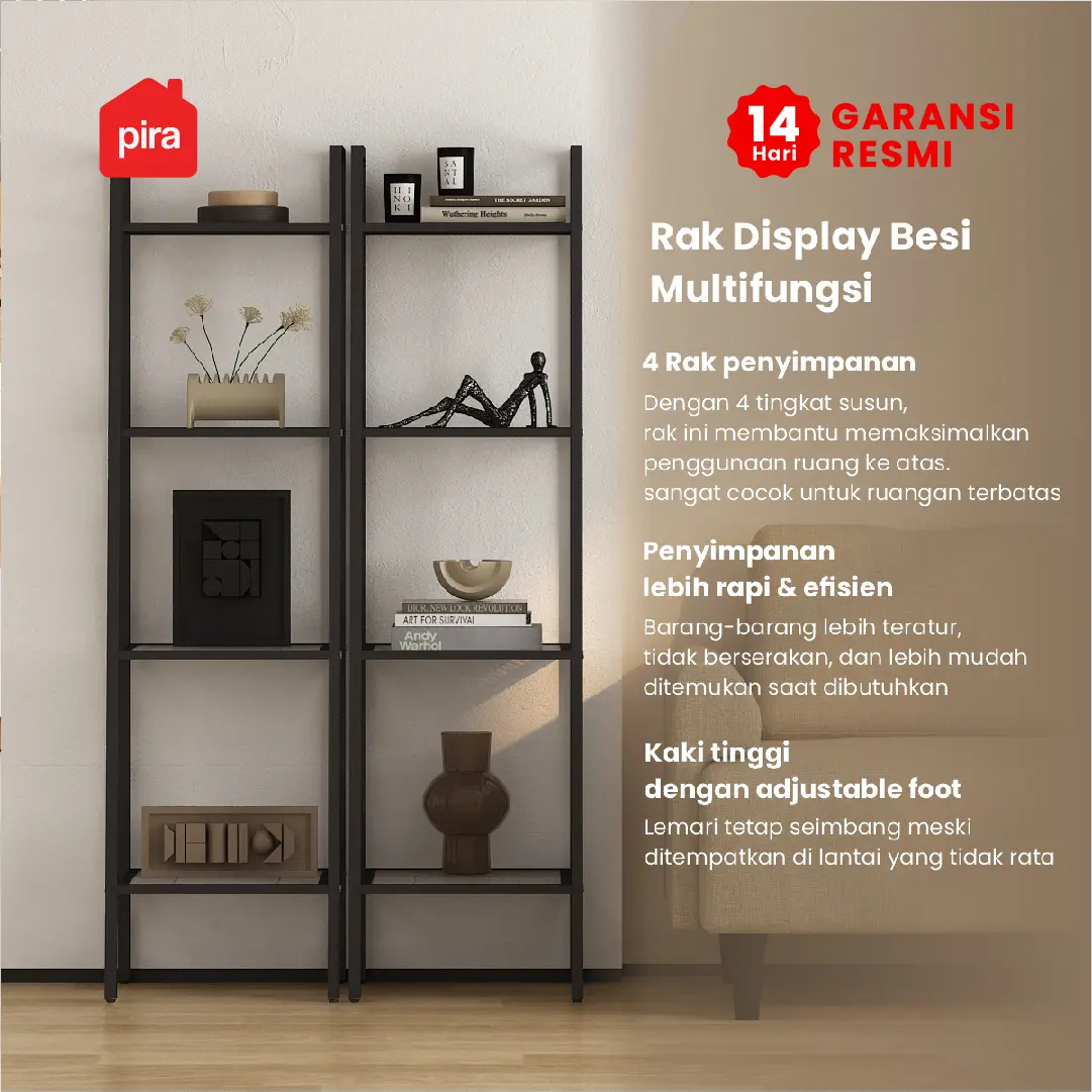 PIRA - SELVA MSU 40T4 RAK SUSUN SERBAGUNA / RAK BUKU / RAK SUSUN BESI / RAK SERBAGUNA / RAK PAJANGAN warna BLACK - PIRA - foto 2