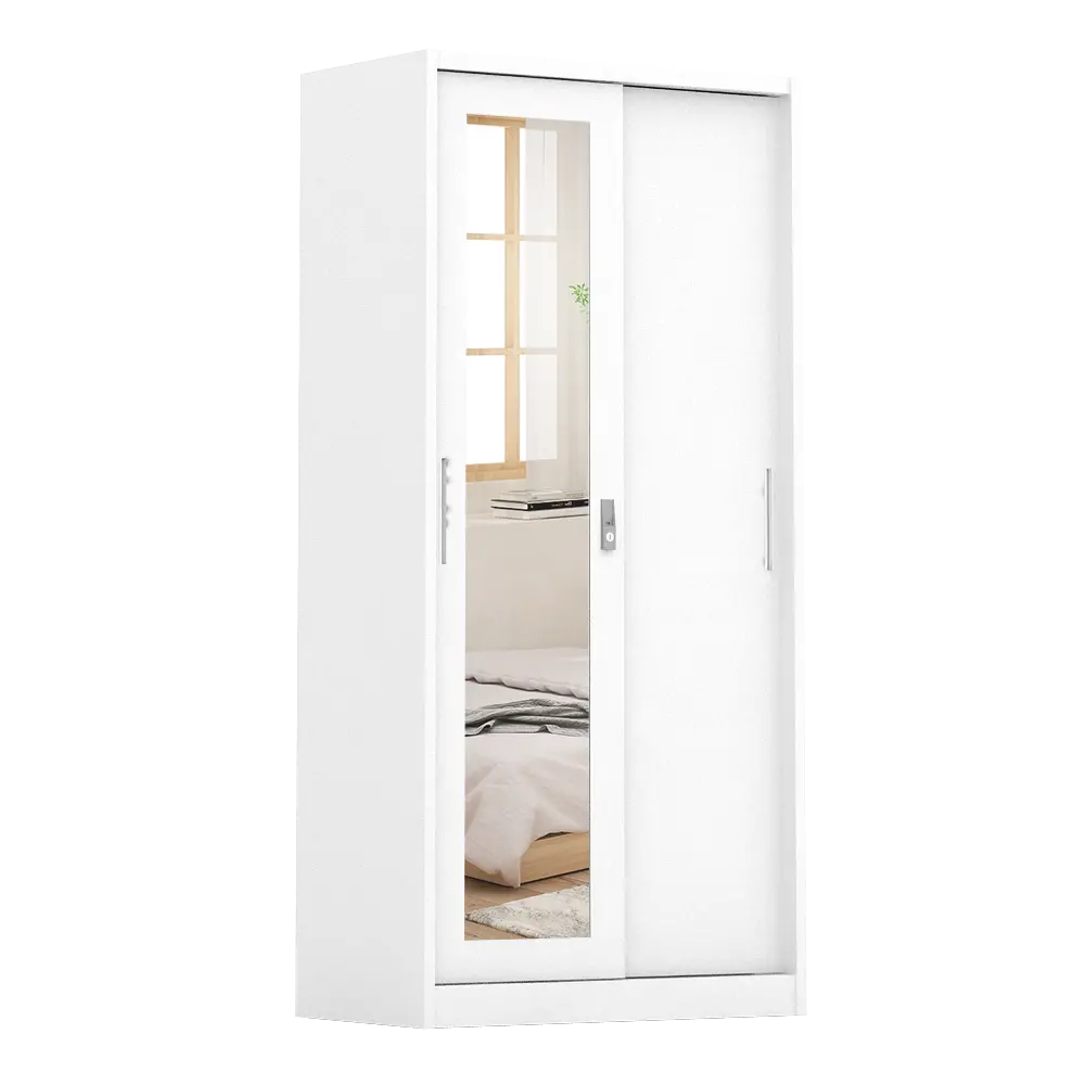 PIRA - STEEL 90 A MWDSL LEMARI PAKAIAN BESI SLIDING / PINTU GESER warna WHITE - METROPOLIS - foto 4