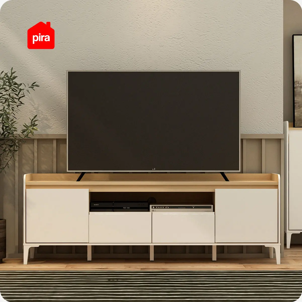 PIRA METROPOLIS OX - HIRO AVA TV160 MEJA TV / RAK TV warna WHITE - PRO OAK - PIRA METROPOLIS OX - foto 3