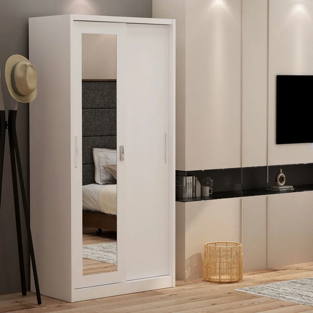 PIRA - STEEL 90 A MWDSL LEMARI PAKAIAN BESI SLIDING / PINTU GESER warna WHITE - METROPOLIS - foto 3