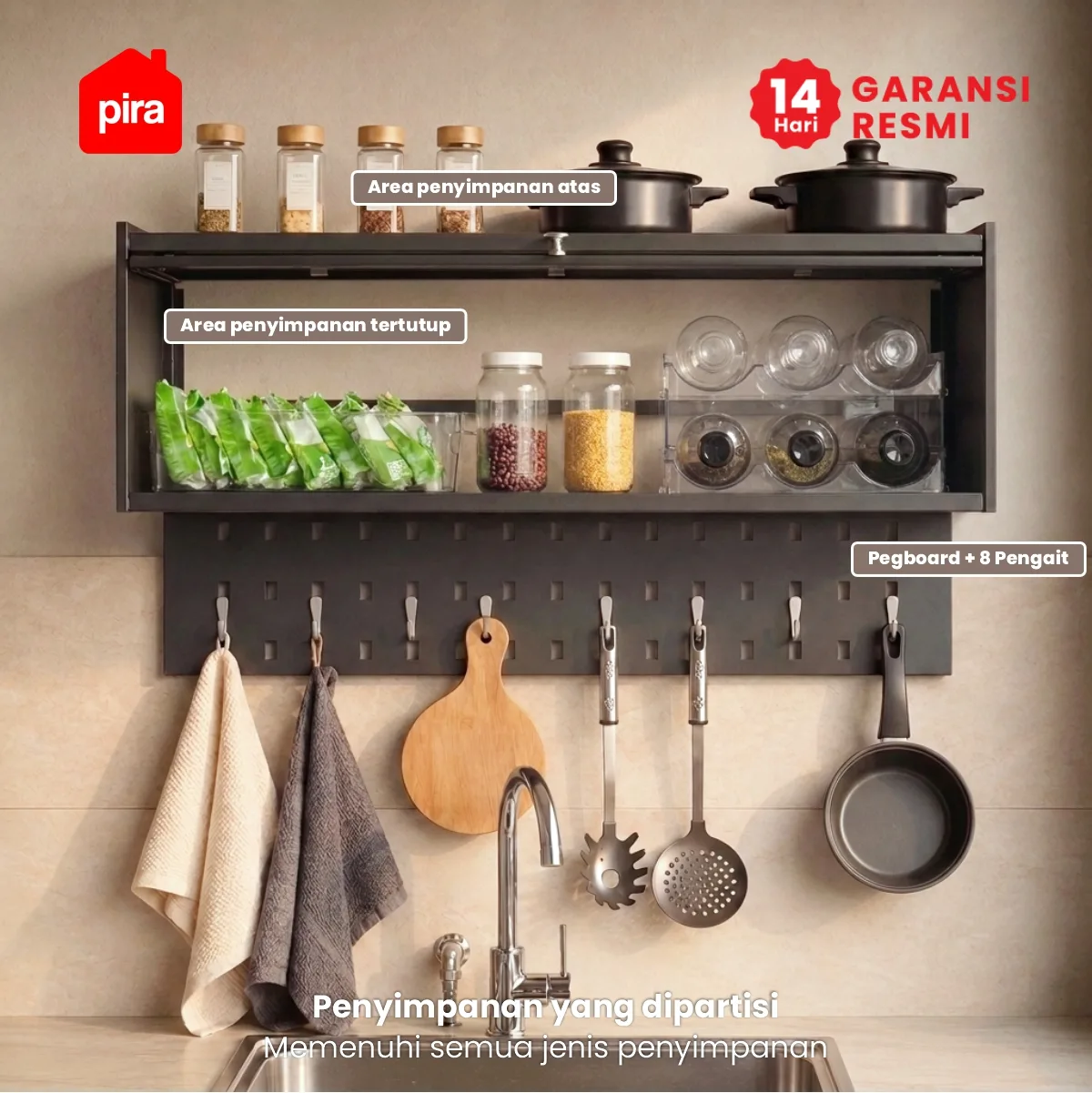 PIRA - DISH AVA MDR85 H RAK PIRING / RAK PIRING GANTUNG / RAK DAPUR / RAK WASTAFEL / RAK PENGERING PIRING warna BLACK - PIRA - foto 2