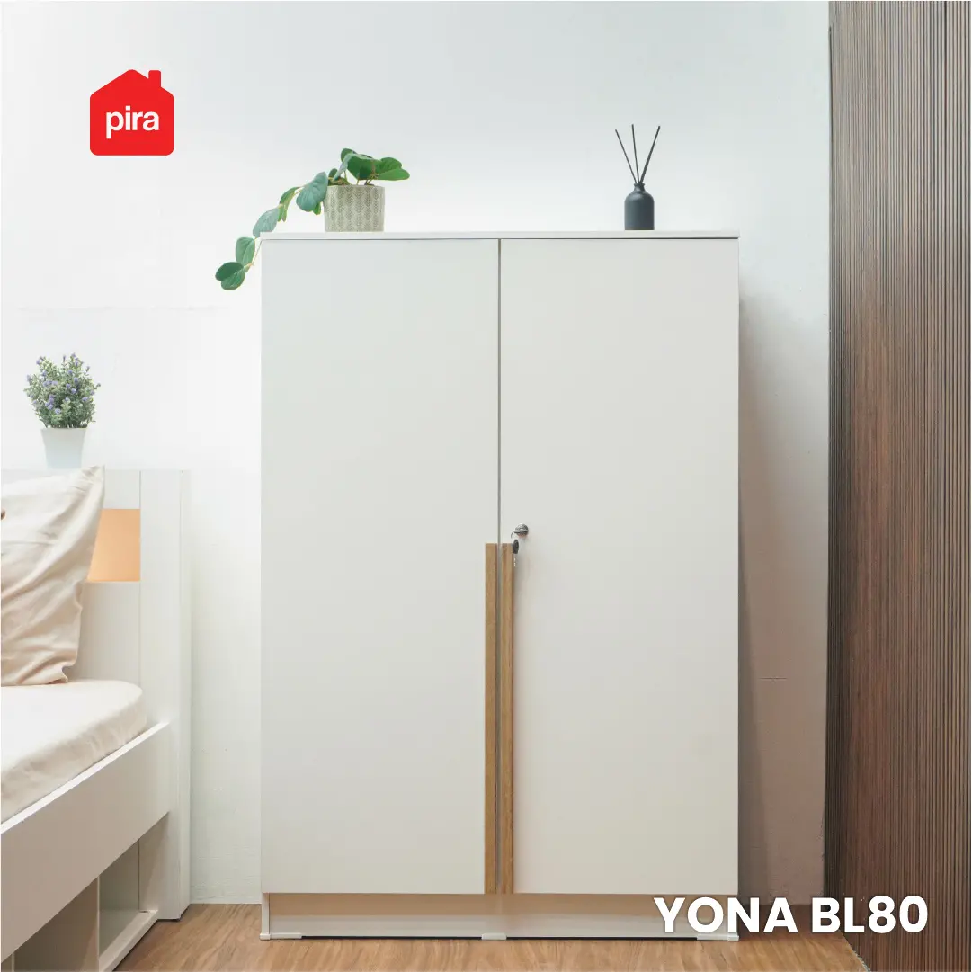 PIRA METROPOLIS -  YONA BL80 LEMARI PAKAIAN KECIL 2 PINTU warna WHITE - YELLOW OAK - PIRA METROPOLIS - foto 5