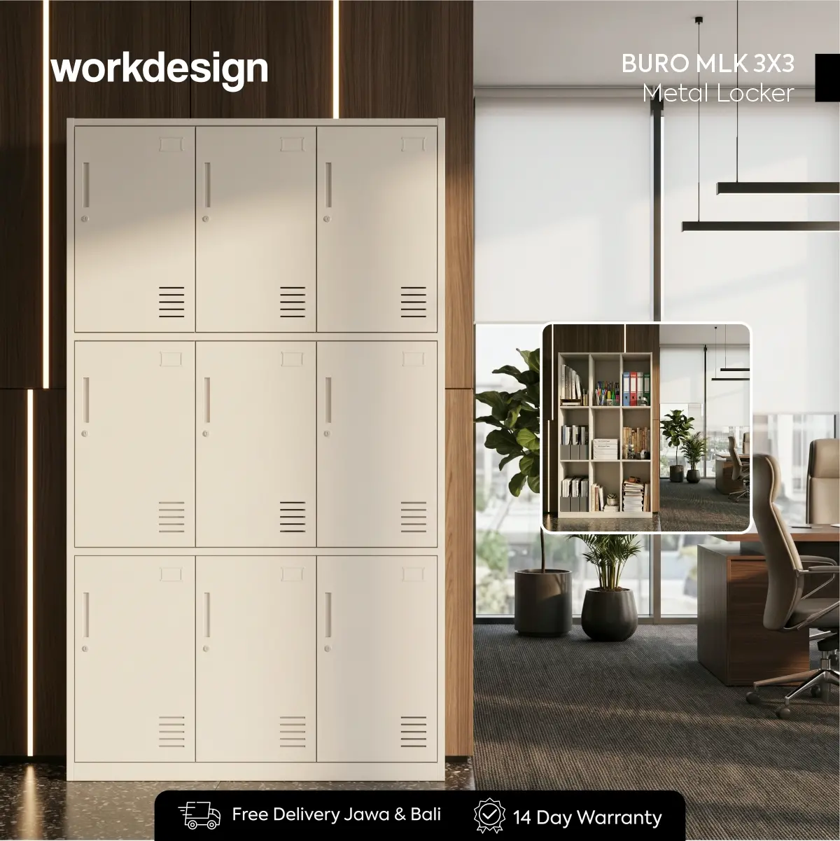 WORKDESIGN BURO MLK 3X3 LOKER BESI / LEMARI LOKER warna WHITE - WORKDESIGN - foto 1