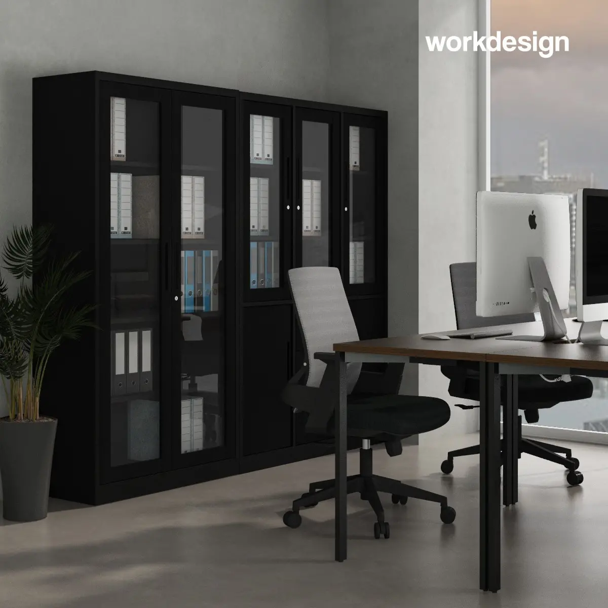 WORKDESIGN BURO MBC 2 FG RAK BUKU BESI / LEMARI ARSIP KANTOR warna BLACK - WORKDESIGN - foto 2