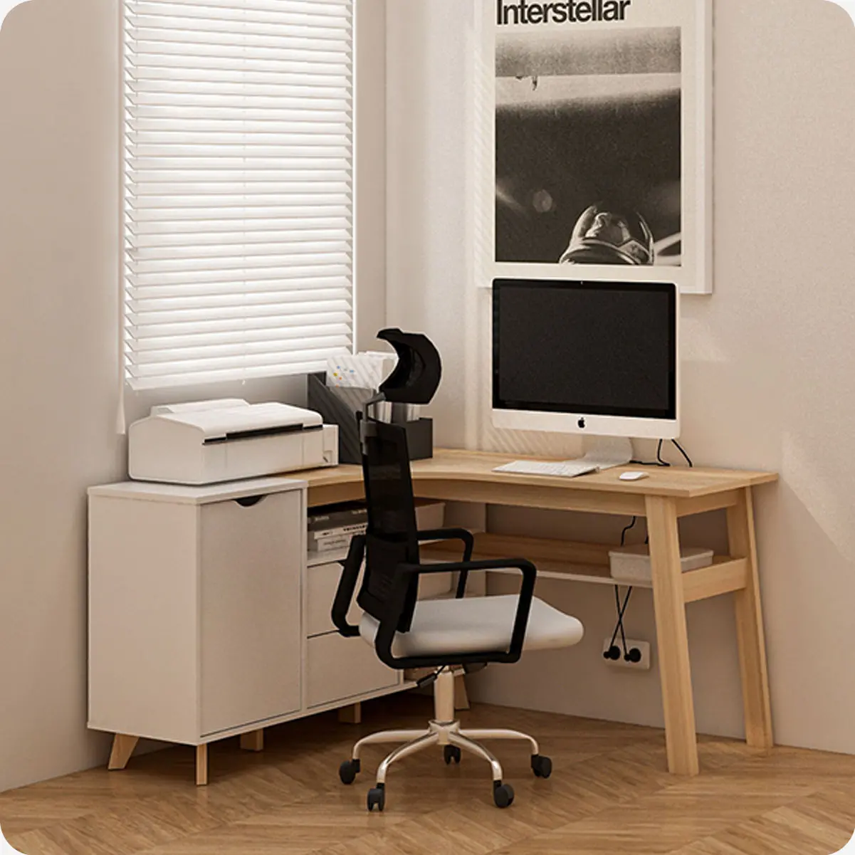 PIRA - ANDERS DK140 MEJA KERJA / MEJA BELAJAR / MEJA KANTOR / MEJA KERJA SUDUT warna WHITE SM - PRO OAK - PIRA - foto 11