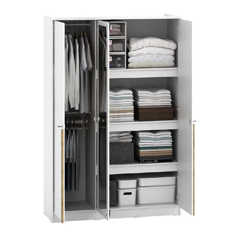 PIRA METROPOLIS -  YONA AVA 3PS LEMARI PAKAIAN 3 PINTU DENGAN LEBIH BANYAK RAK warna WHITE - YELLOW OAK - PIRA METROPOLIS - foto 5