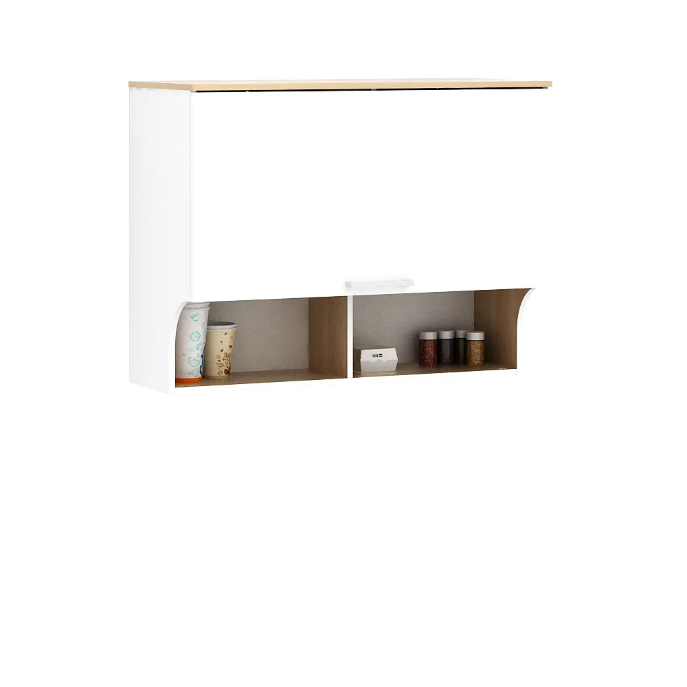 PIRA METROPOLIS OX - ARUNA KC WU80F RB RAK DAPUR / RAK GANTUNG DAPUR / KITCHEN SET ATAS 2 PINTU FLIP DENGAN RAK BUMBU warna WHITE - PRO OAK - PIRA METROPOLIS OX - foto 2