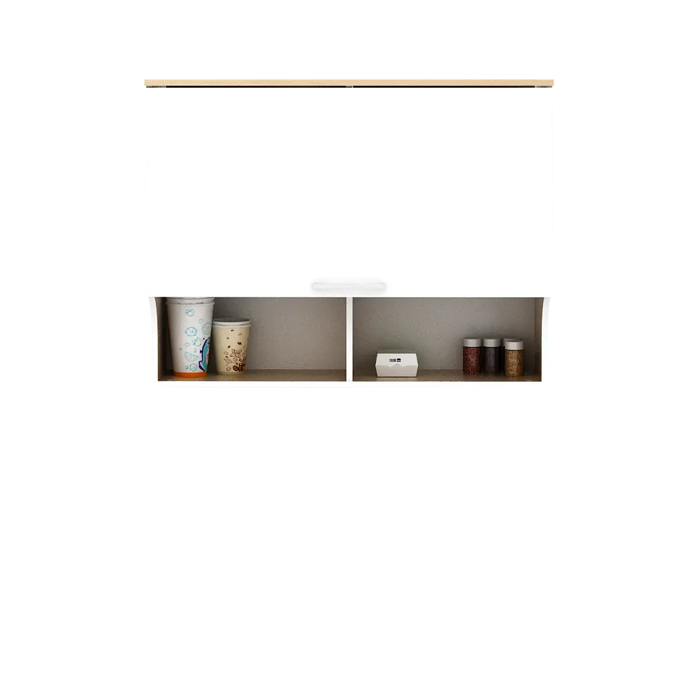 PIRA METROPOLIS OX - ARUNA KC WU80F RB RAK DAPUR / RAK GANTUNG DAPUR / KITCHEN SET ATAS 2 PINTU FLIP DENGAN RAK BUMBU warna WHITE - PRO OAK - PIRA METROPOLIS OX - foto 3