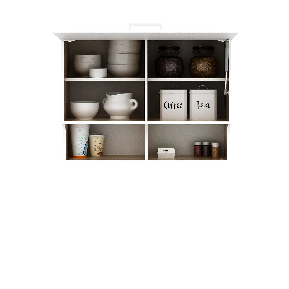 PIRA METROPOLIS OX - ARUNA KC WU80F RB RAK DAPUR / RAK GANTUNG DAPUR / KITCHEN SET ATAS 2 PINTU FLIP DENGAN RAK BUMBU warna WHITE - PRO OAK - PIRA METROPOLIS OX - foto 4