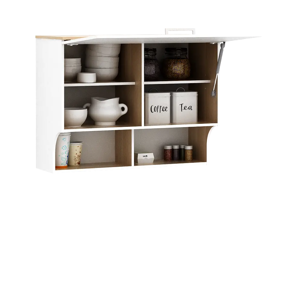 PIRA METROPOLIS OX - ARUNA KC WU80F RB RAK DAPUR / RAK GANTUNG DAPUR / KITCHEN SET ATAS 2 PINTU FLIP DENGAN RAK BUMBU warna WHITE - PRO OAK - PIRA METROPOLIS OX - foto 5