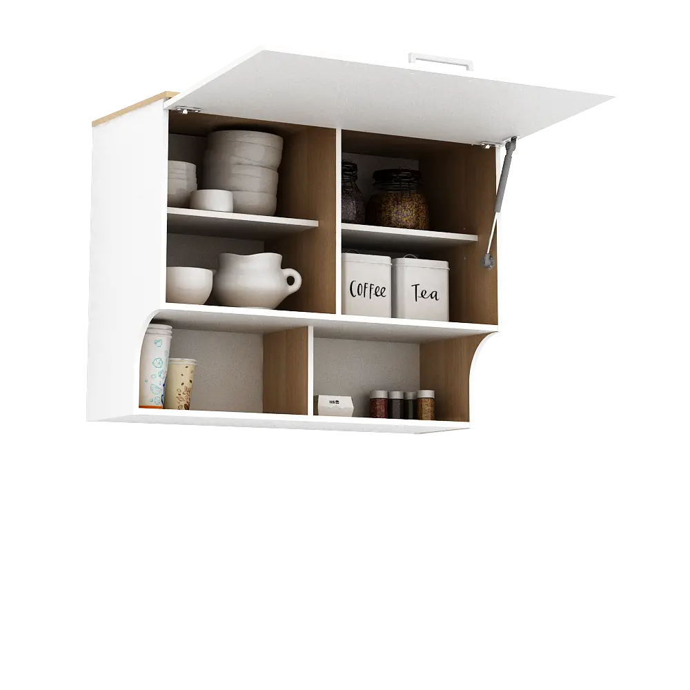 PIRA METROPOLIS OX - ARUNA KC WU80F RB RAK DAPUR / RAK GANTUNG DAPUR / KITCHEN SET ATAS 2 PINTU FLIP DENGAN RAK BUMBU warna WHITE - PRO OAK - PIRA METROPOLIS OX - foto 6