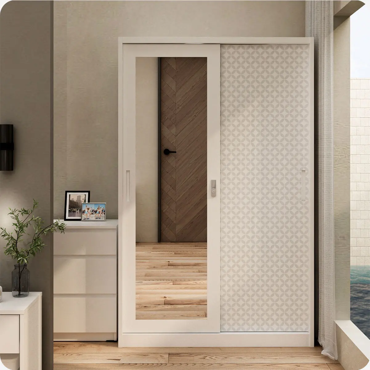 PIRA BAVARIAN - KUNST 120 MWDSL LEMARI PAKAIAN BESI SLIDING PINTU GESER warna WHITE - BAVARIAN - foto 1