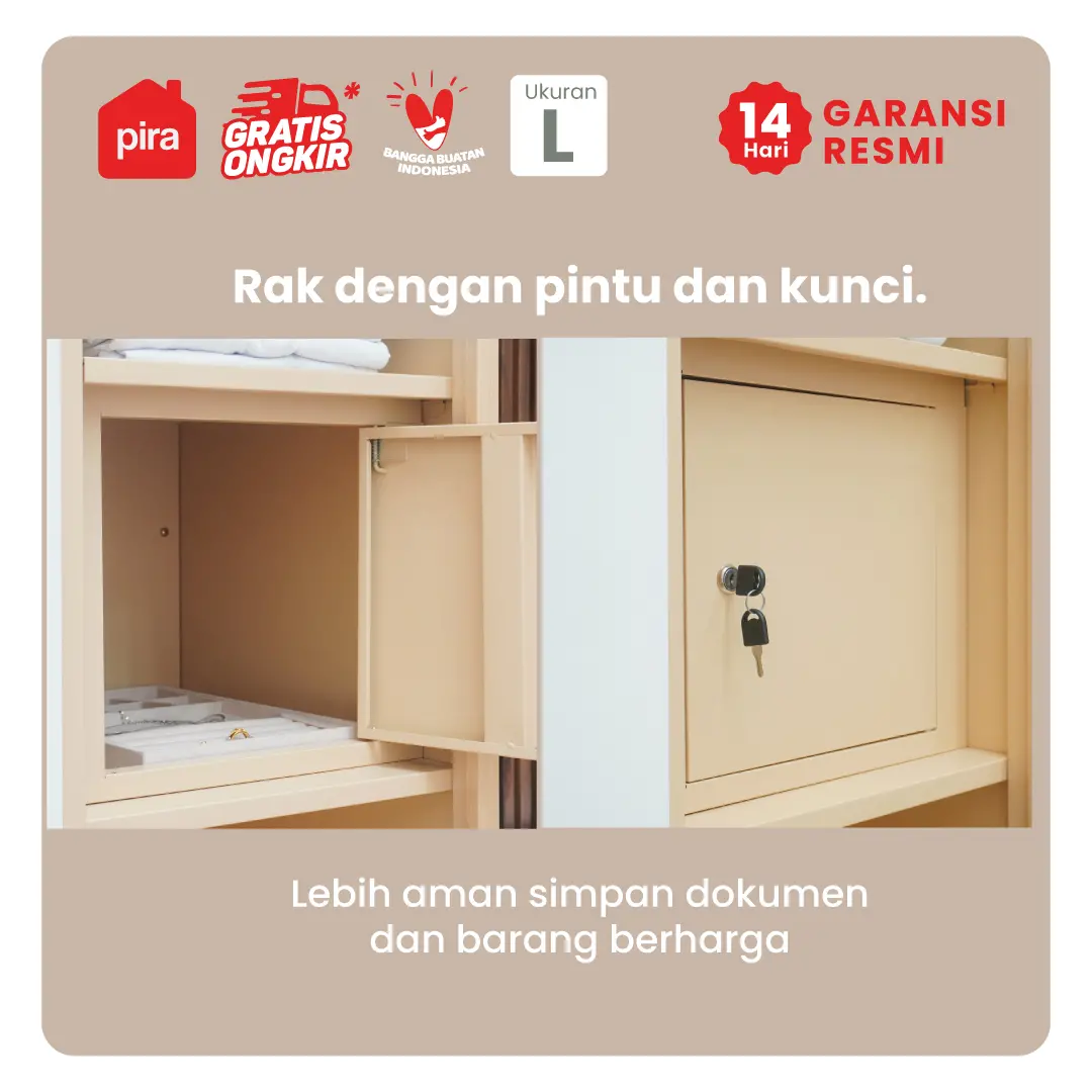 PIRA - ASHTON AVA 90 MWDSL LEMARI PAKAIAN BESI SLIDING / GESER MOTIF KAYU warna LIGHT ASH - WHITE - PIRA - foto 3