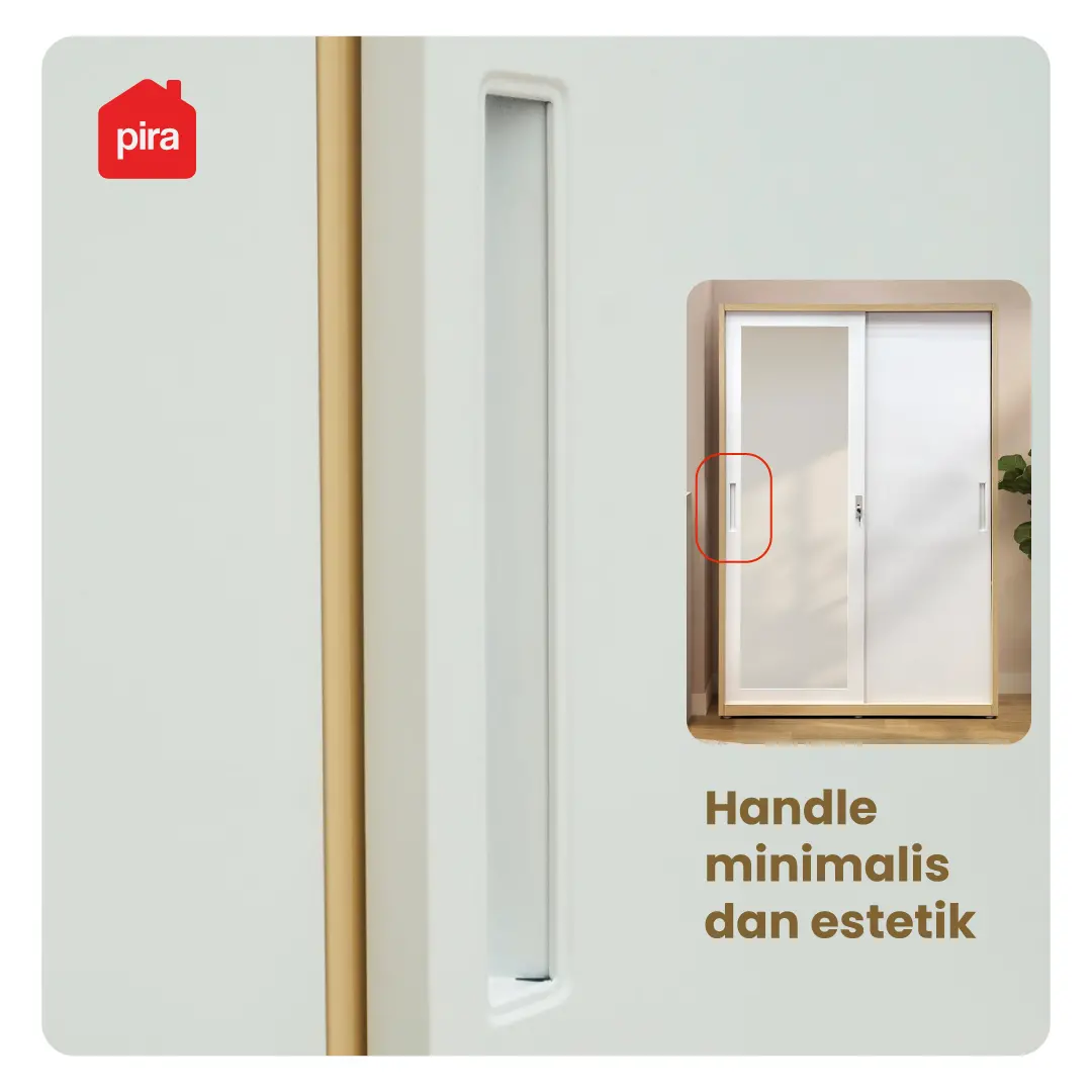 PIRA - ASHTON AVA 90 MWDSL LEMARI PAKAIAN BESI SLIDING / GESER MOTIF KAYU warna LIGHT ASH - WHITE - PIRA - foto 7