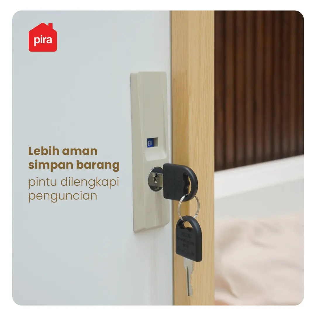 PIRA - ASHTON AVA 90 MWDSL LEMARI PAKAIAN BESI SLIDING / GESER MOTIF KAYU warna LIGHT ASH - WHITE - PIRA - foto 8